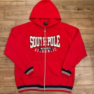 VTG Y2K Southpole Classic Stitched Red Full Zip XXL Hoodie MCMXCI Hoodie HipHop